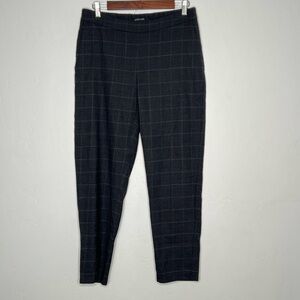 Eileen Fisher Full Length Straight Charcoal Plaid Wool Blend Pants Small Petite